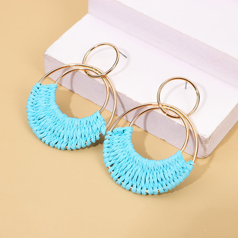 Women's Fashion Creative Hand Weaving Stud Earrings