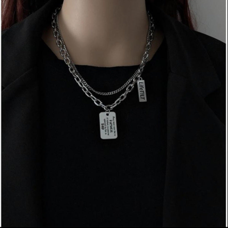 Fashion Double-layer Titanium Steel Necklace For Women