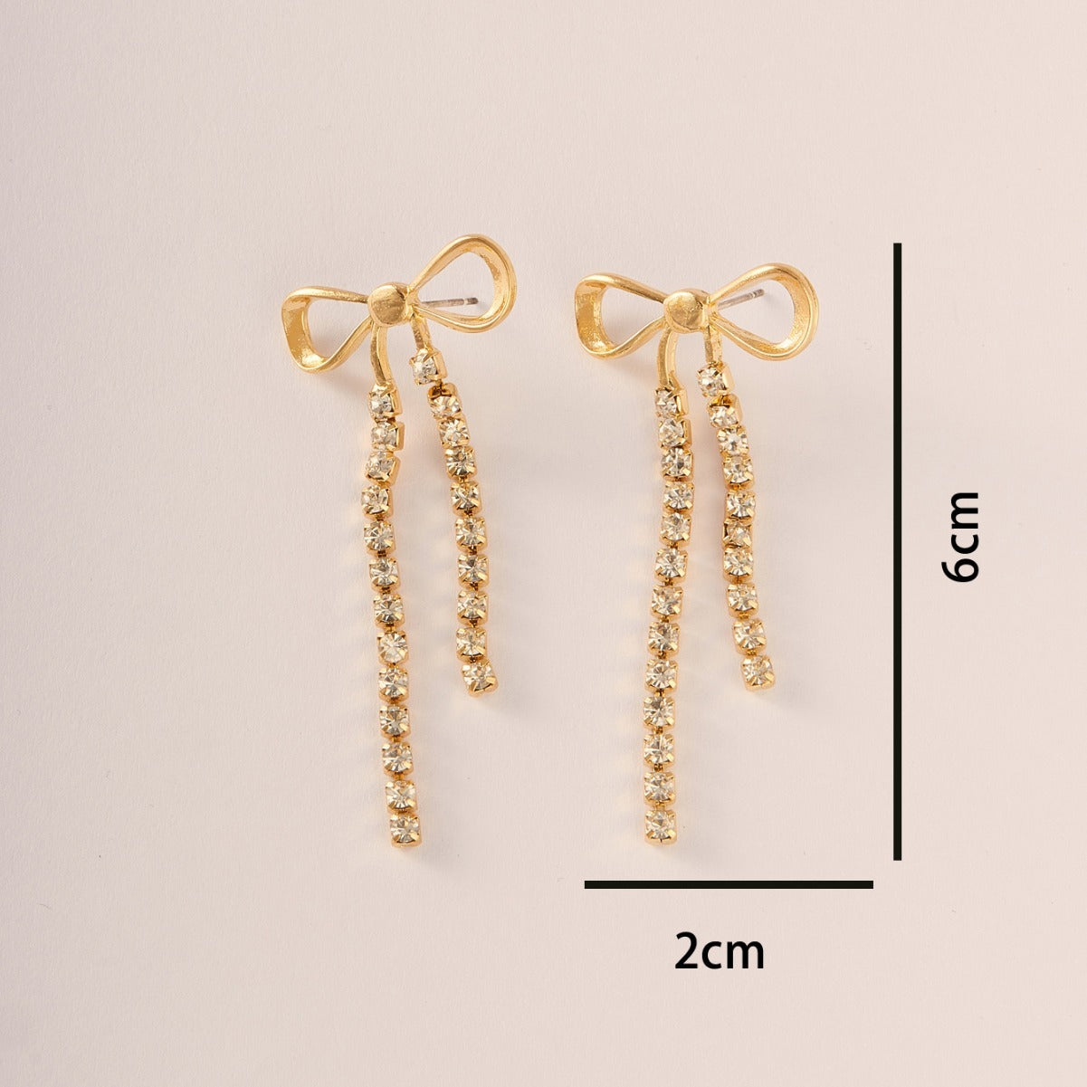 Beautiful Bow Tassel Long Earrings Cold Style High-grade Diamond