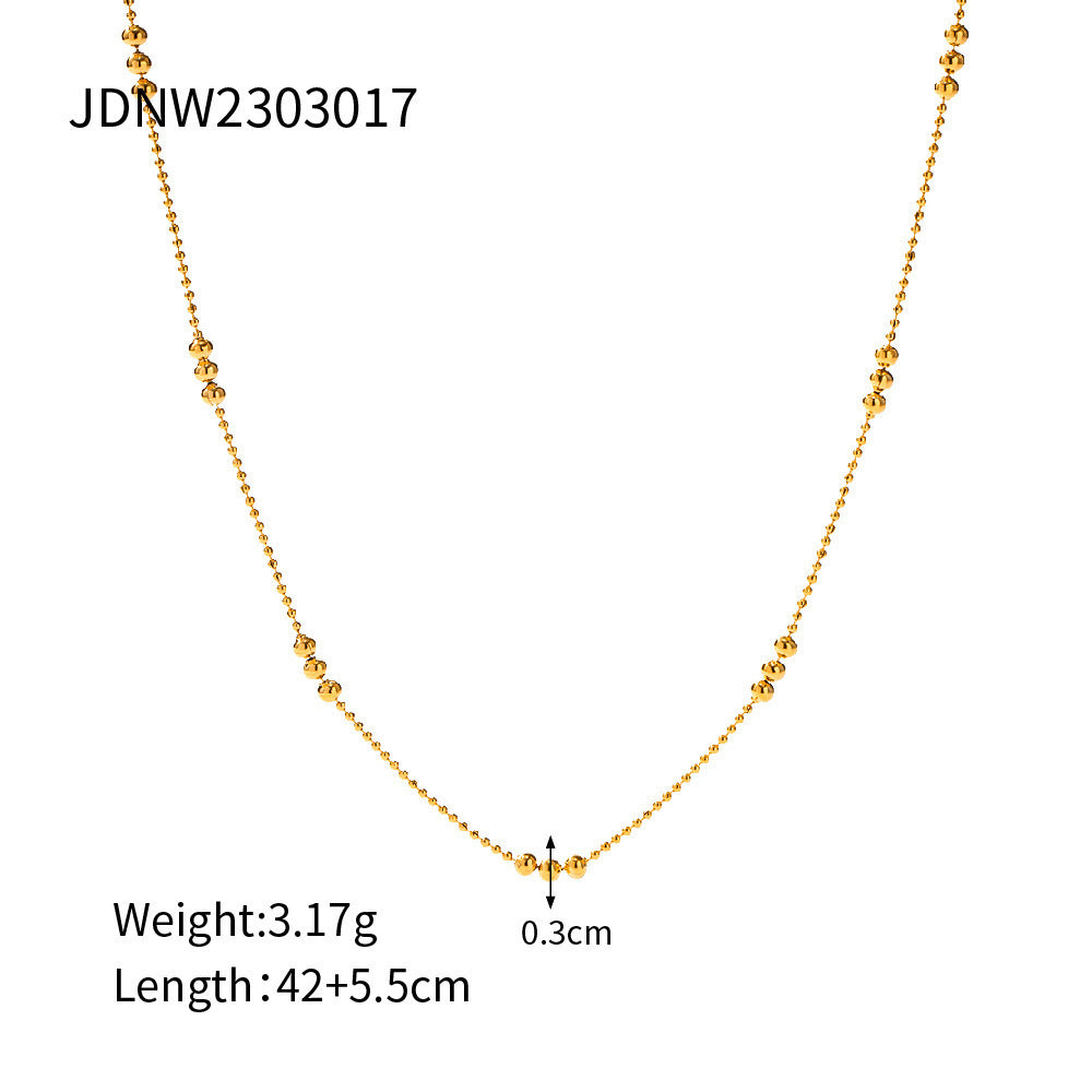 High-grade 18K Gold Stainless Steel Design Versatile Ball Bead Chain Necklace