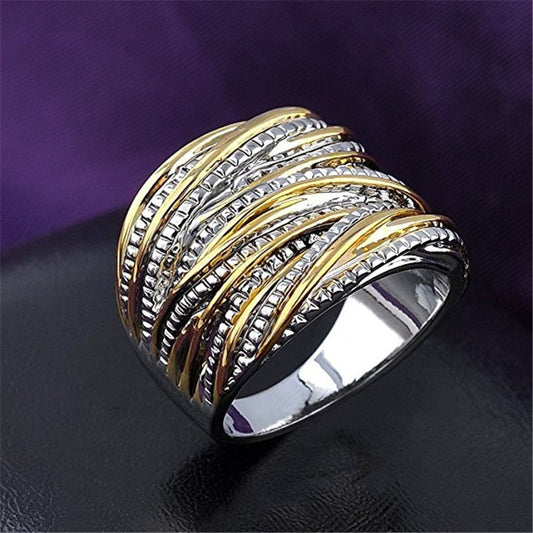 Retro Double Gold Texture Fashion Rings