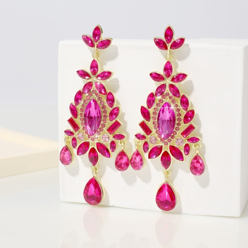 Fashionable And High-end Retro Sparkling Colored Crystal Earrings