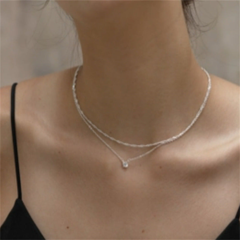 Zircon Double-layer Water Ripple Clavicle Necklace