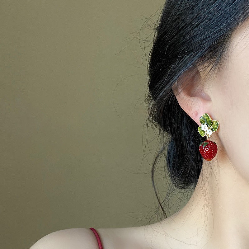 Fresh And Sweet Red Strawberry Earrings