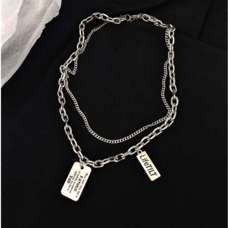 Fashion Double-layer Titanium Steel Necklace For Women