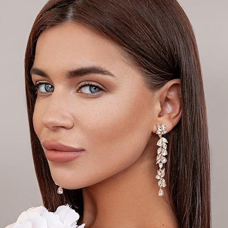 Women's Long Tassel Earrings Inlaid With Zircon