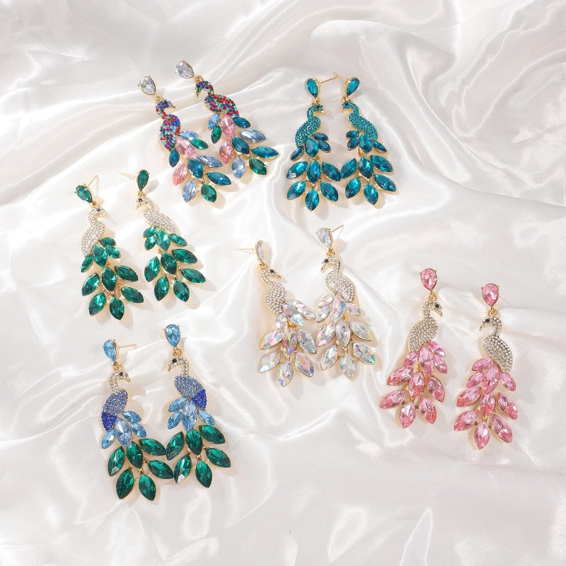 New Fashionable Retro Exotic Peacock Long Earrings