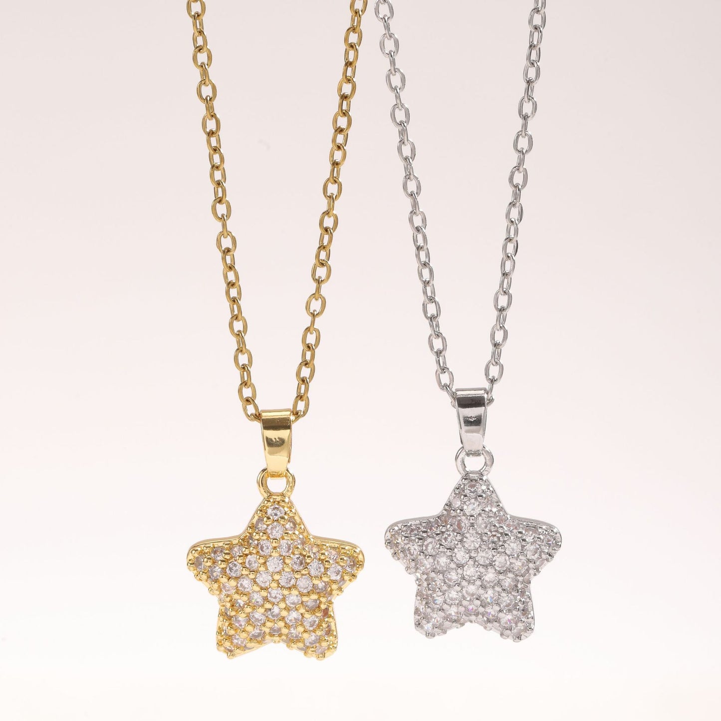 Fashion Zircon Five-pointed Star Pendant Necklace