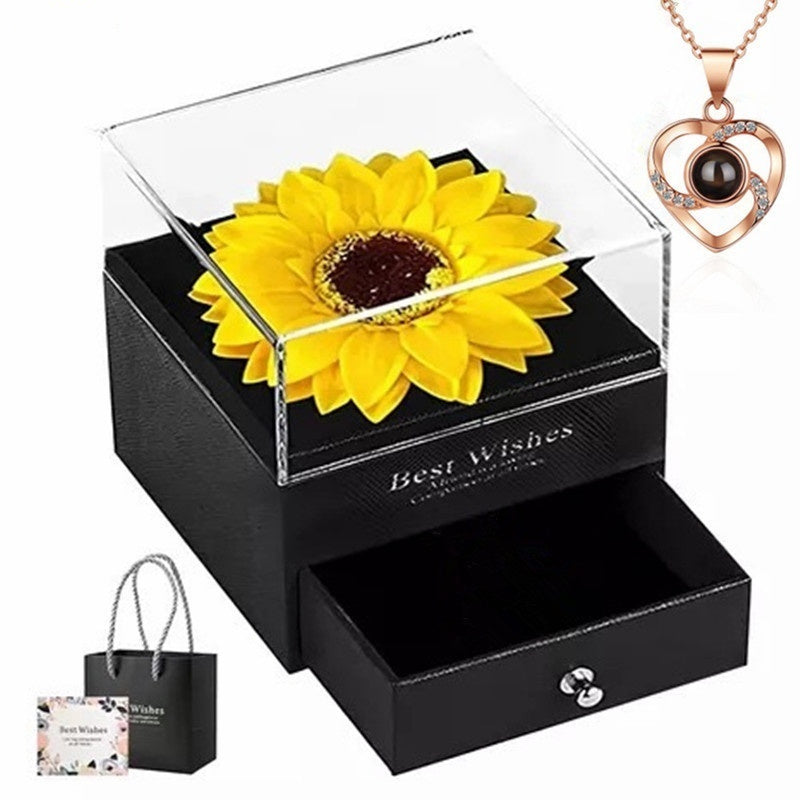 Sunflower Simulation Flower Ornaments Necklace Mother's Day Valentine's Day Christmas Gift