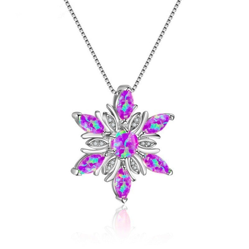 Opal Snowflake Necklace Pendant