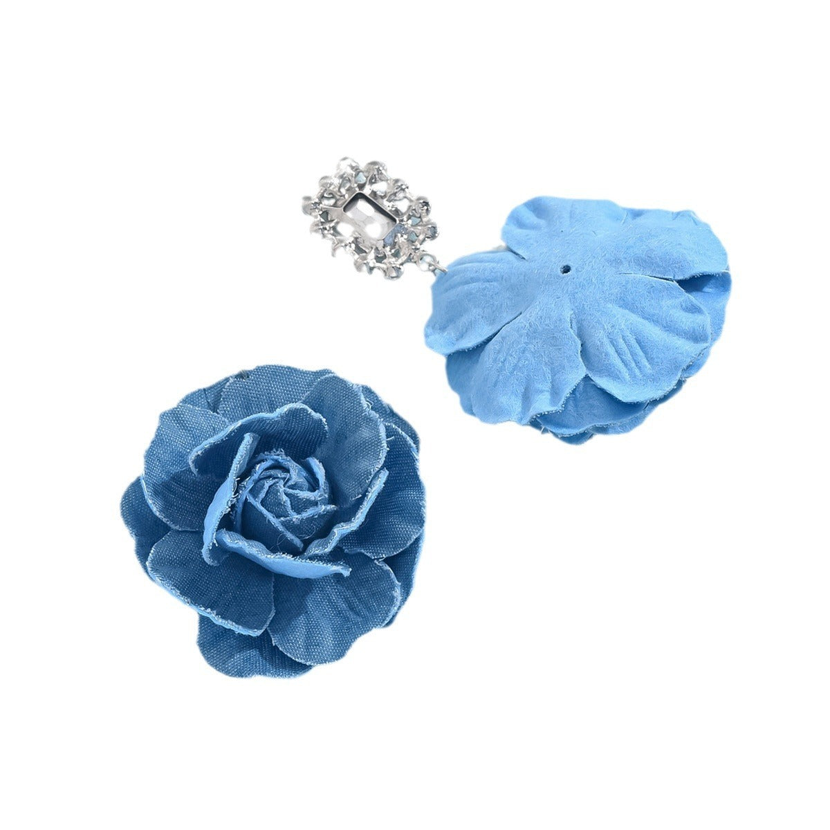 Fashion Vintage Denim Flower Pendant Earrings