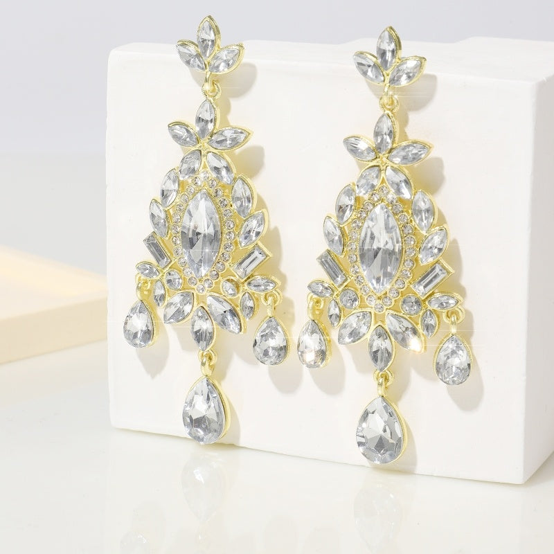 Fashionable And High-end Retro Sparkling Colored Crystal Earrings