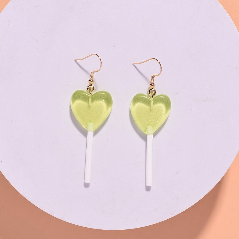 Girl Heart Personalized Candy-colored Lollipop Earrings