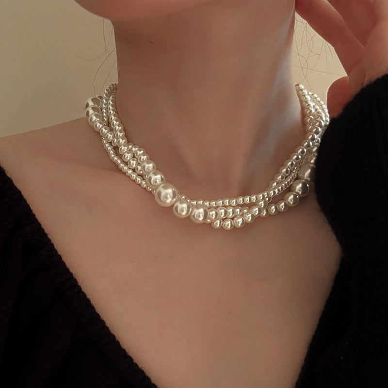 Multi-layer Pearl Necklace Light Luxury High Sense Special-interest Design