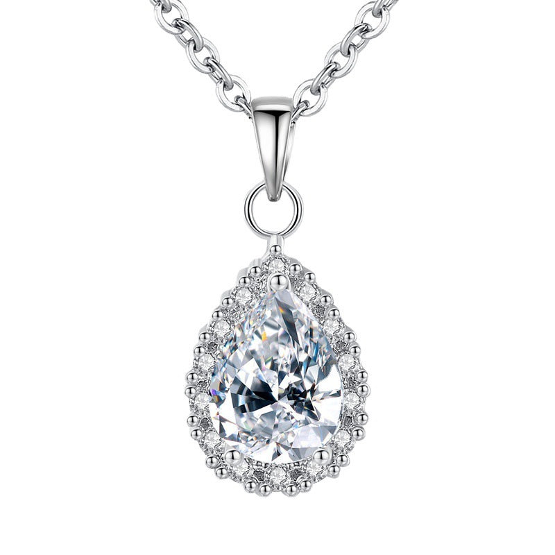 Fashion Zircon Water Drops Pendant Necklace