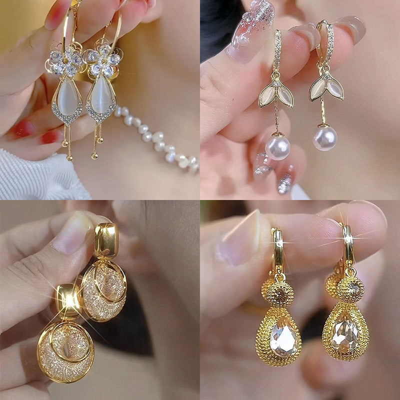 Opal Fishtail Pearl Tassel Earrings