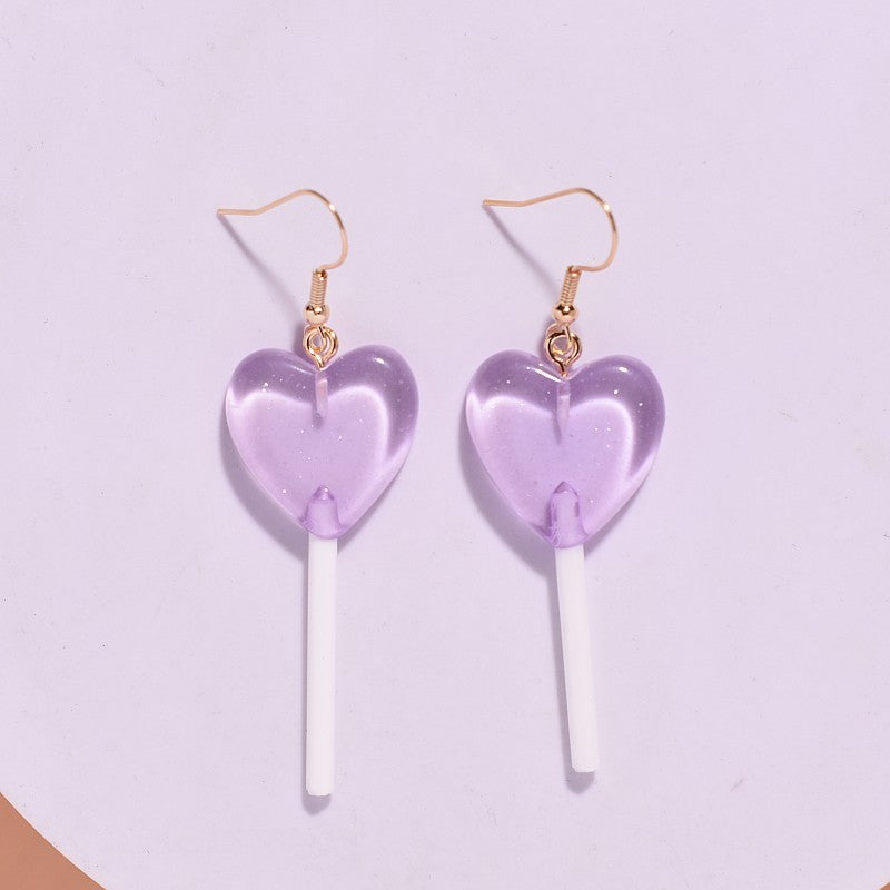 Girl Heart Personalized Candy-colored Lollipop Earrings