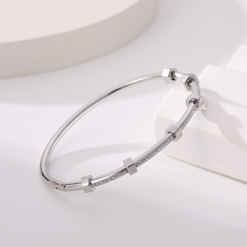 Stainless Steel Mud Diamond Bracelet For Women