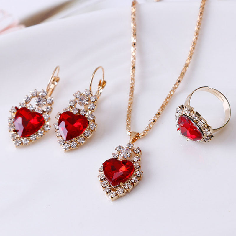 Water drop rhinestone necklace set