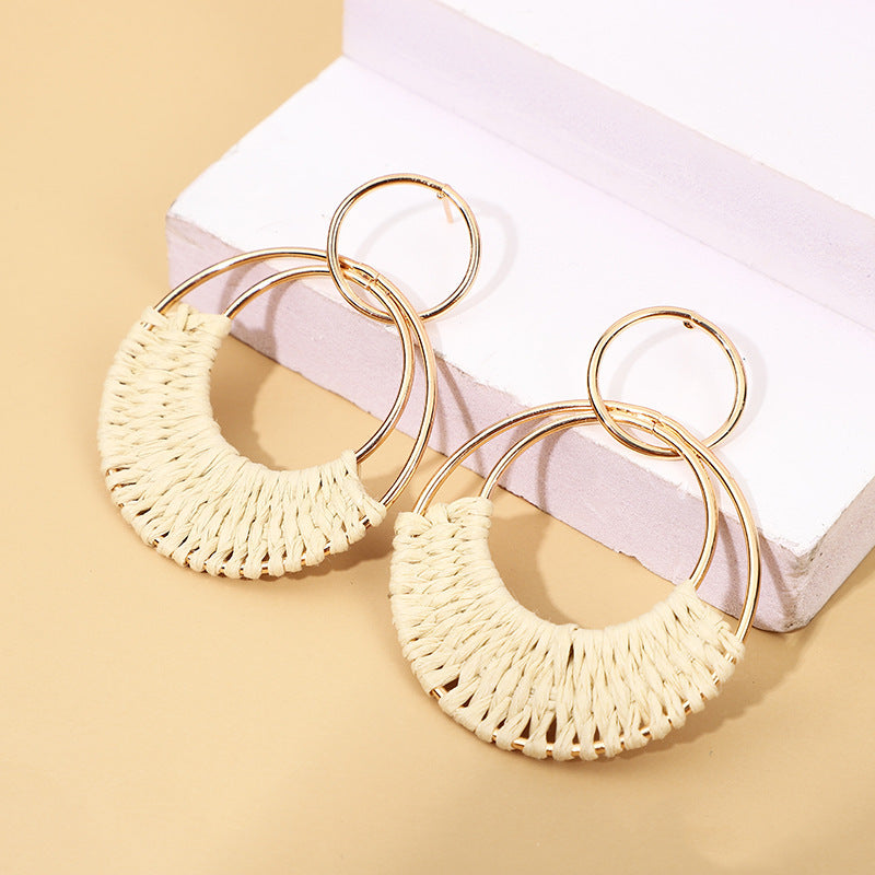 Women's Fashion Creative Hand Weaving Stud Earrings