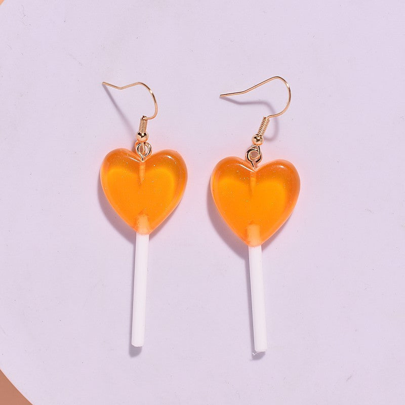 Girl Heart Personalized Candy-colored Lollipop Earrings