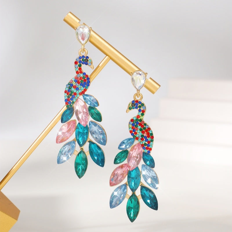 New Fashionable Retro Exotic Peacock Long Earrings