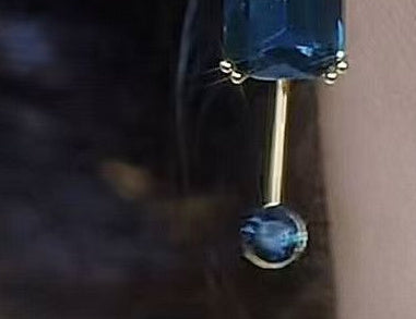 Blue Square Crystal Earrings